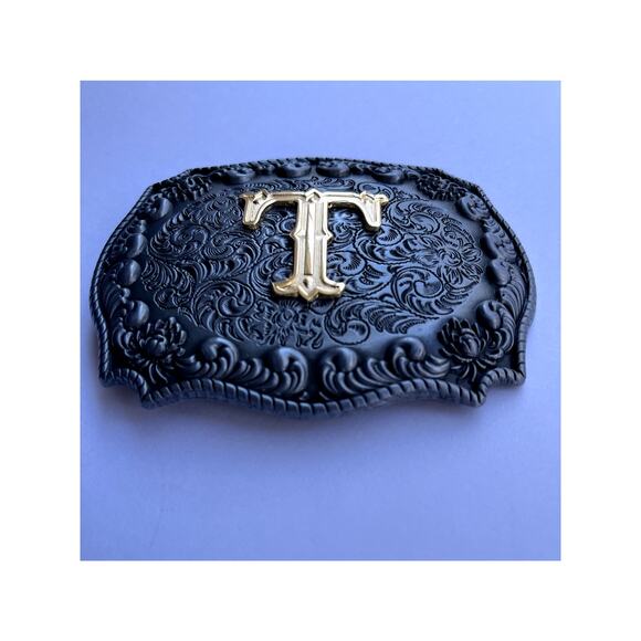 Initial T Letter T Belt Buckle - Picture 3 of 8